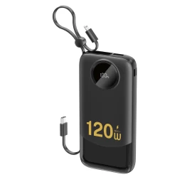 „powerbank K13“ 10000 Mah 22,5 W Su Integruotu Kabeliu – Juodas
