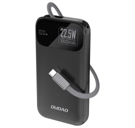 powerbank K31 10000 Mah 22,5 W Pd Su Integruotu Kabeliu - Juodas