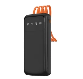 powerbank K6pro 10000 Mah Su Integruotu Usb-c Microusb iphone Lightning Kabeliu - Juodas