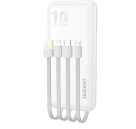 Powerbank K6pro 10000mah Universalus Su Usb-c Microusb Lightning Kabeliu, Baltas