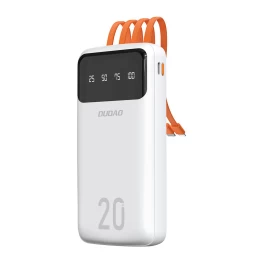 powerbank K6pro+ 20000 Mah Su Integruotu Usb-c Microusb iphone Lightning Kabeliu - Baltas