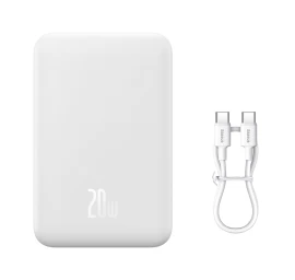 Powerbank Magnetic Mini 20000 Mah 20w + Usb-c Kabelis, Baltas