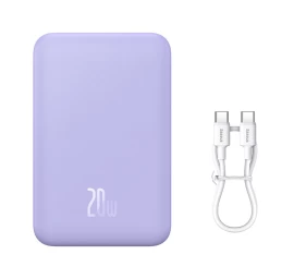 Powerbank Magnetic Mini 20000 Mah 20w + Usb-c Kabelis Violetinės Spalvos