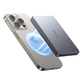 powerbank Pro 10000mah Itin Plonas Magnetinis Pd 20w Usb-c Lightning - Pilkas