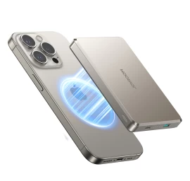 powerbank Pro 10000mah Itin Plonas Magnetinis Pd 20w Usb-c Lightning - Titano Spalvos