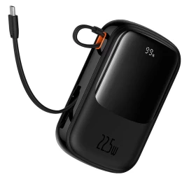 powerbank Qpow Pro+ 20000 Mah Su Usb-c Kabeliu Ir Ekranu - Juodas