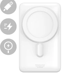 Powerbank Su Belaidžiu įkrovimu Magsafe 10000mah 20w Usb-c Kabelis 0,5 M, Baltas