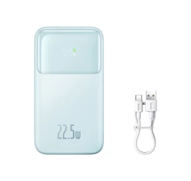 Powerbank Su Ekranu 10000mah 22,5w Comet Series + Usb-a - Usb-c Kabelis 0,3 M Mėlynas