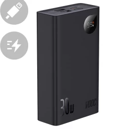 Powerbank Su Ekranu 20000mah 30w 2xusb 1xusb-c Quick Charge Scp Vooc Juodas