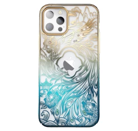 Prabangus Iphone 14 Dėklas Su Kingxbar Phoenix Kristalais - Aukso Ir Mėlynos Spalvos