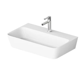 Praustuvas PAA Silkstone Quadro, su skyle maišytuvui, baltas matinis, 70 cm