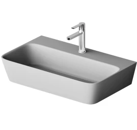 Praustuvas PAA Silkstone Quadro, su skyle maišytuvui, pilkas, 70 cm