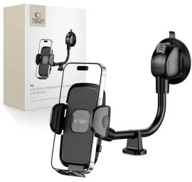 Priekinio Stiklo Telefono Laikiklis Su Ilga Rankena - Juodas