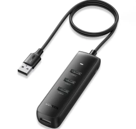 Prievadų Skirstytuvas Hub Usb-a - 4x Usb 3.2 Gen 1 Juodas