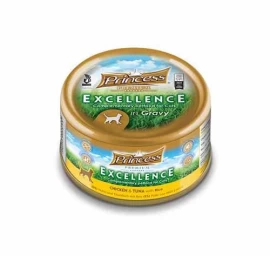 PRINCESS Excellence aukštos kokybės šlapias ėdalas katėms vištiena/tunas/ryžiai padaže 70g