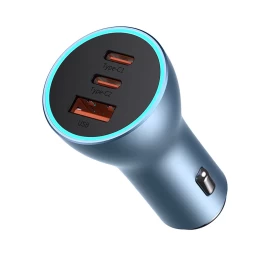 Pro Usb-a + 2x Usb-c 65w Qc4.0 Automobilinis įkroviklis - Mėlynas