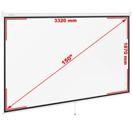 Projektoriaus Ekranas Pusiau Automatinis Sieninis Lubinis Matinis Baltas 150'' 340x210 Cm 16:9 Projektoriaus Ekranas Pusiau Automatinis Sieninis Lubinis Matinis Baltas 150'' 340x210 Cm 16:9