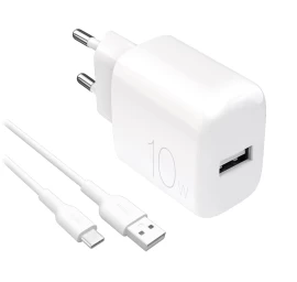 Prolite 10 W Usb-a Tinklo įkroviklis Su 1,2 M Ilgio Usb-a - Usb-c Kabeliu - Baltas