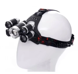 Prožektorius 1xT6LED+4xQ5LED ant galvos, įkraunamas KD1248