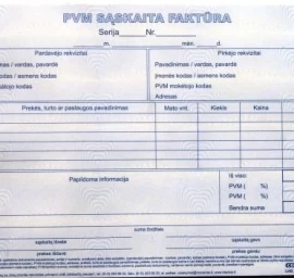 PVM sąskaita faktūra 1+1 SC, A5, 2 × 50 l.