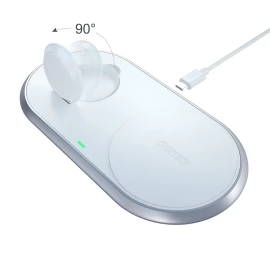 qi 2-in-1 Belaidis įkroviklis apple Watch Išmaniajam Telefonui Su C Tipo Usb Stovu, Baltas