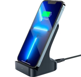 Qi Belaidis Indukcinis įkroviklis 15w + Telefono Stovas Pilkos Spalvos