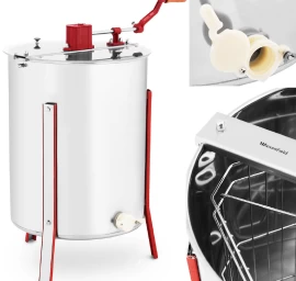 Rankinė Medaus Centrifuga 4 Rėmų Iš Nerūdijančio Plieno Su Skaidriu Dangčiu