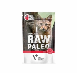 RAW PALEO šlapias kačių maistas sterilizuotoms katėms, jautiena, 100g
