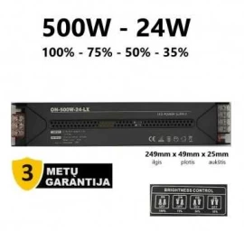 Reguliuojamas LED maitinimo šaltinis - 24V - 500W