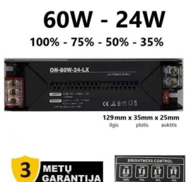 Reguliuojamas LED maitinimo šaltinis - 24V - 60W