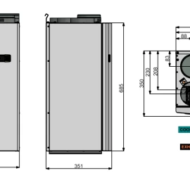 Rekuperatorius ENSY WAVE 200H vert. deš.p. su Wi-Fi ir Bluetooth valdikliu