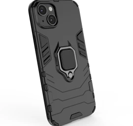 Ring Armor Dėklas Iphone 14 Pro šarvuotas Dėklas Magnetinis Laikiklis žiedas Juodas