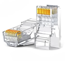 Rj45 8p8c Cat 6 Skaidrių Galinių Kištukų Rinkinys 10 Vnt.