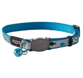 ROGZ Reflecto antkaklis katei mėlynas su žuvytėmis 11mm/20-31cm, CB40B