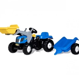 Rolly Toys 023929 Rolly Kid New Holland žemės ūkio Traktorius Su Kaušu Ir Priekaba