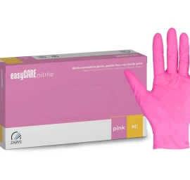 Rožinės vienkartinės pirštinės EasyCare nitrilas M