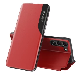 samsung Galaxy S23+ eco Leather View Dėklas Su Atlenkiamu Stovu Raudonos Spalvos