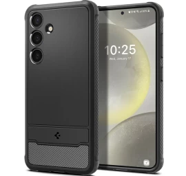 samsung Galaxy S24 Rugged Armor Galinis Dėklas - Matinės Juodos Spalvos