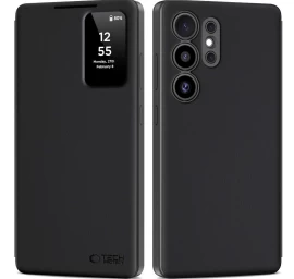 samsung Galaxy S25 Ultra Smart Išmaniosios Piniginės Dėklas - Matinės Juodos Spalvos