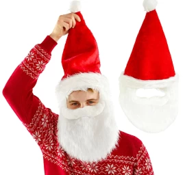 Santa Klauso Skrybėlė Su Barzda, 65 Cm