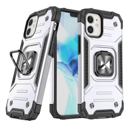 šarvuotas Dėklas iphone 14 Magnetinis Laikiklis Ring Armor Silver
