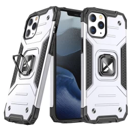 šarvuotas Dėklas + Magnetinis Laikiklis iphone 13 Pro Max Ring Armor Sidabrinis