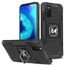 šarvuotas Dėklas + Magnetinis Laikiklis Samsung Galaxy A03s Ring Armor Juodas