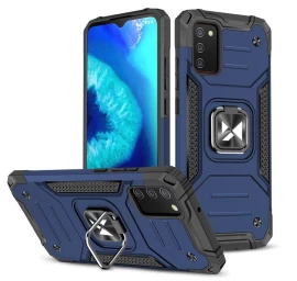 šarvuotas Dėklas + Magnetinis Laikiklis Samsung Galaxy A03s Ring Armor Mėlynas