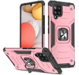 šarvuotas Dėklas + Magnetinis Laikiklis Samsung Galaxy A42 5g Ring Armor Rožinės Spalvos