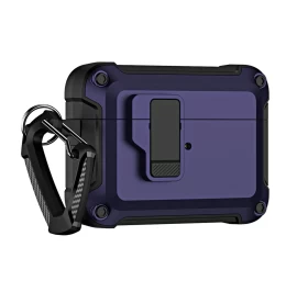 šarvuotas Dėklas pro airpods 4 Su Karabinu - Violetinis