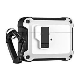 šarvuotas Dėklas pro, Skirtas airpods 4, Su Karabinu - Baltas