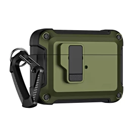 šarvuotas Dėklas pro, Skirtas airpods 4, Su Karabinu - žalias