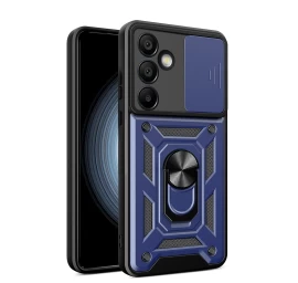 šarvuotas Dėklas Su Fotoaparato Dangtelio Stovu, Skirtas samsung Galaxy S24 Fe Hybrid Armor Camshield - Mėlynas