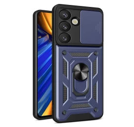 šarvuotas Dėklas Su Fotoaparato Dėklu, Skirtas samsung Galaxy S25 Edge Hybrid Armor Camshield - Mėlynas
